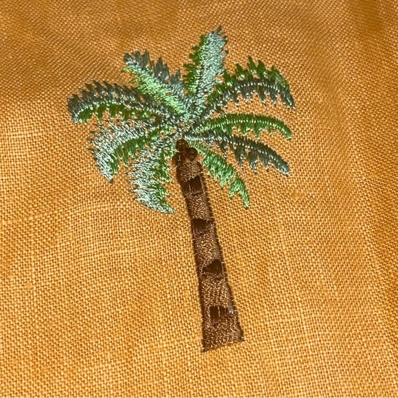 Vintage JADE Melody Tam Women’s Orange Linen Pants Embroidered Palm Tree Size 8 - Picture 2 of 13